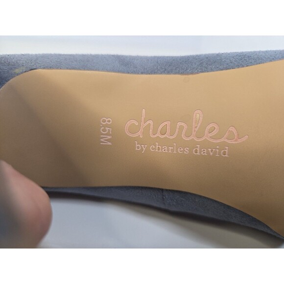 Charles By Charles David Grey Blue Suede Like Pumps Point Toe High Heel Sz 8.5 M - Picture 10 of 10